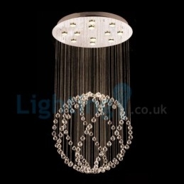 Lampadario moderno contemporaneo a sospensione a filo con luce a goccia di cristallo