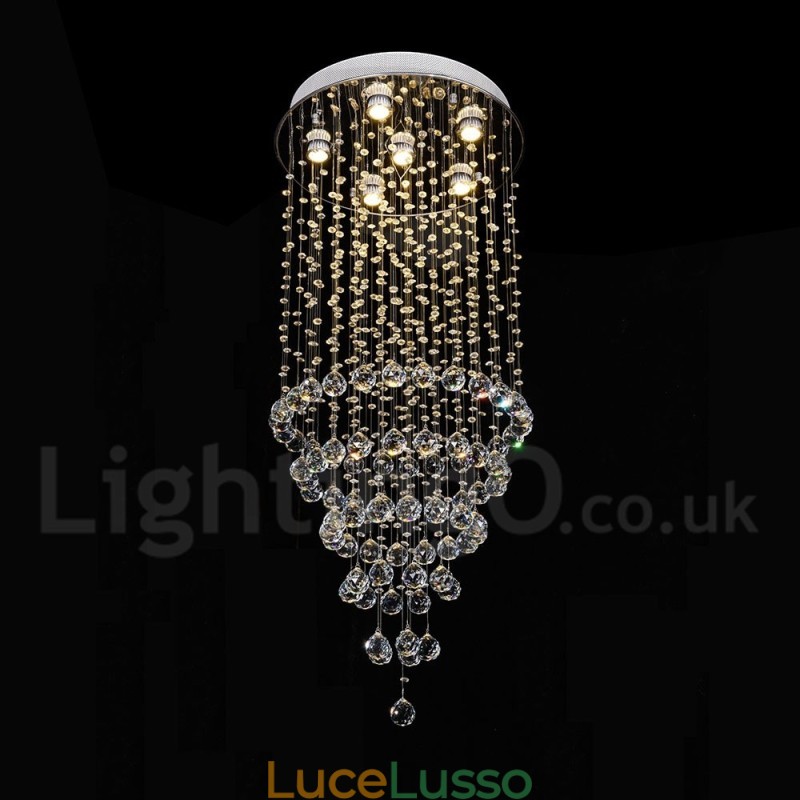 Lampadario moderno contemporaneo a sospensione a filo con luce a goccia di cristallo