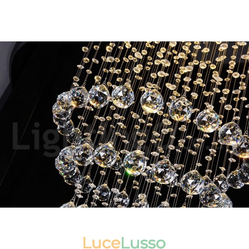Lampadario moderno contemporaneo a sospensione a filo con luce a goccia di cristallo