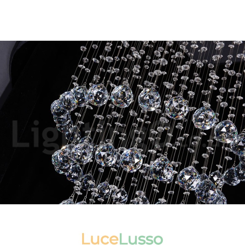 Lampadario moderno contemporaneo a sospensione a filo con luce a goccia di cristallo