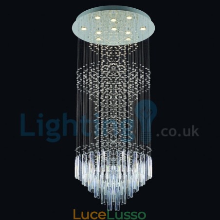Lampadario moderno contemporaneo a sospensione a filo con luce a goccia di cristallo Lampadario moderno contemporaneo a sospensione a filo con luce a goccia di cristallo