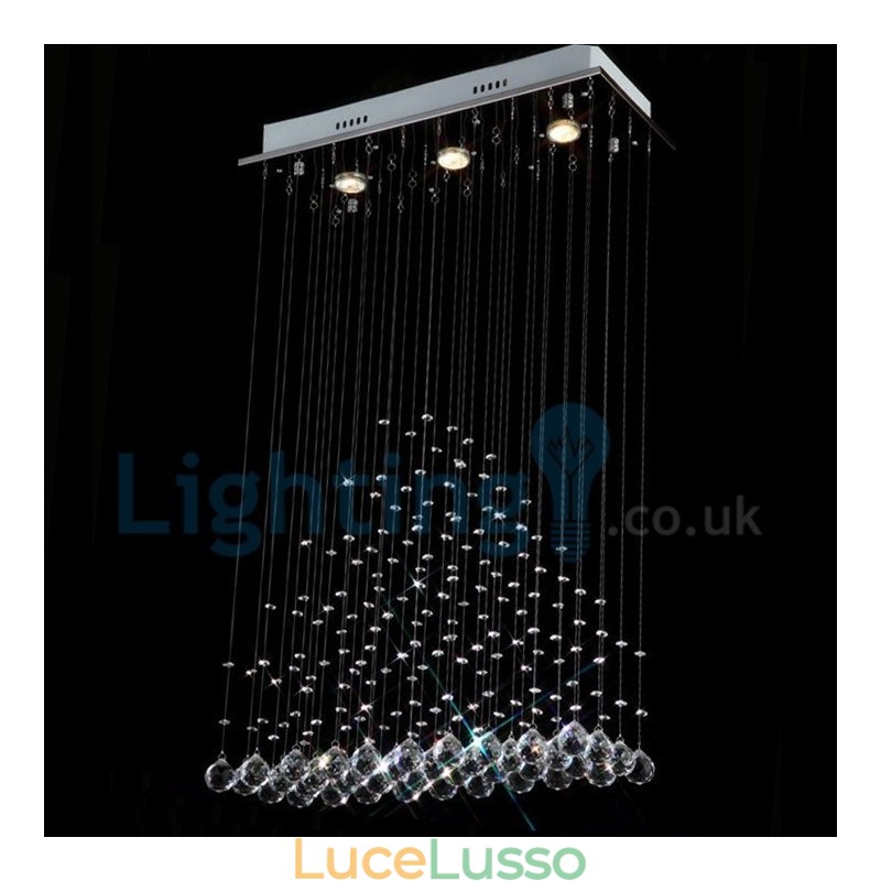 Lampadario moderno contemporaneo a sospensione a filo con luce a goccia di cristallo