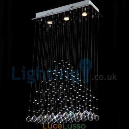 Lampadario moderno contemporaneo a sospensione a filo con luce a goccia di cristallo Lampadario moderno contemporaneo a sospensione a filo con luce a goccia di cristallo