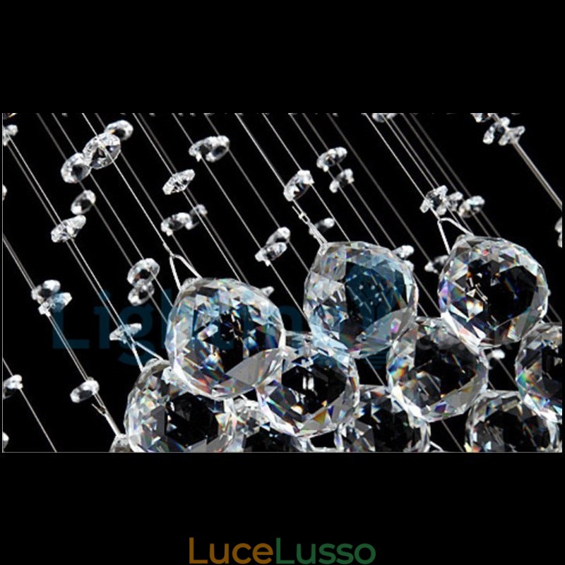 Lampadario moderno contemporaneo a sospensione a filo con luce a goccia di cristallo