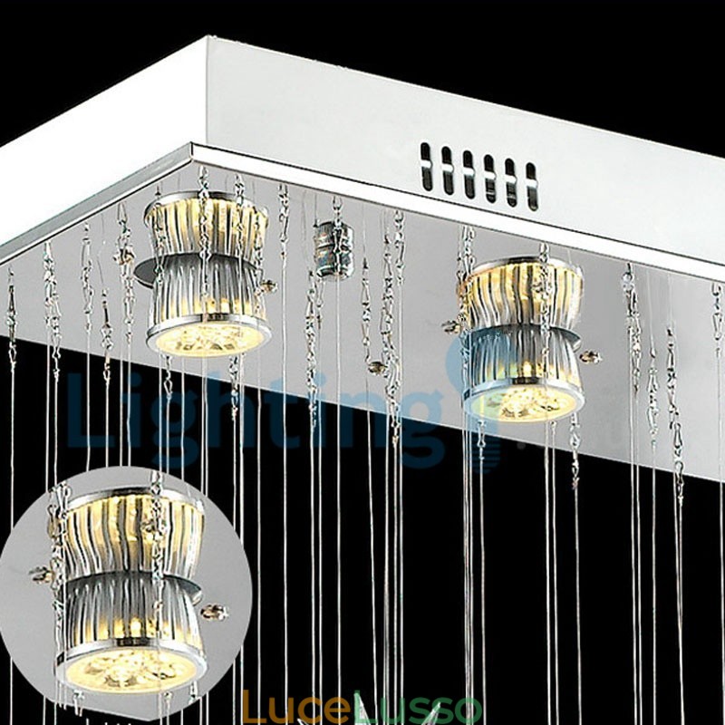 Lampadario moderno contemporaneo a sospensione a filo con luce a goccia di cristallo