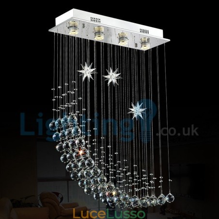 Lampadario moderno contemporaneo a sospensione a filo con luce a goccia di cristallo Lampadario moderno contemporaneo a sospensione a filo con luce a goccia di cristallo