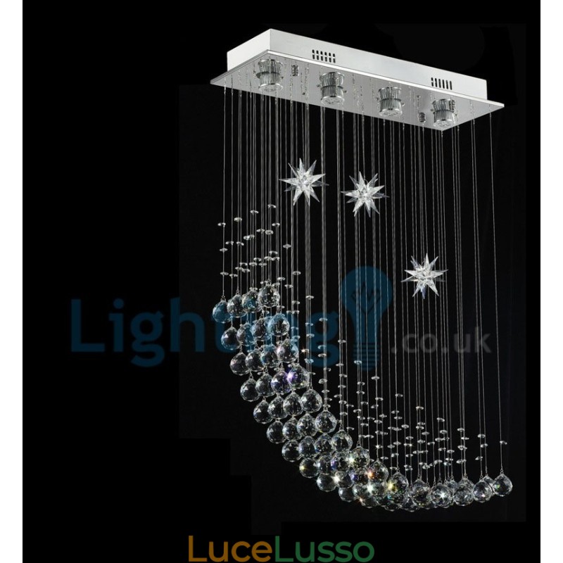 Lampadario moderno contemporaneo a sospensione a filo con luce a goccia di cristallo