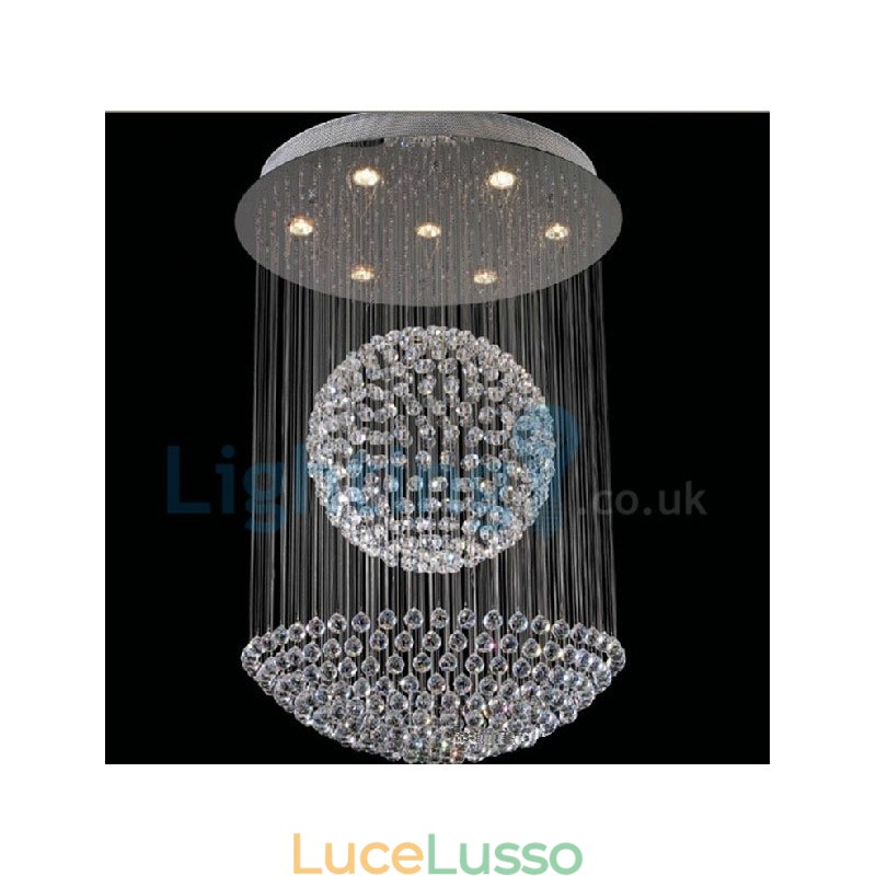 Lampadario moderno contemporaneo a sospensione a filo con luce a goccia di cristallo