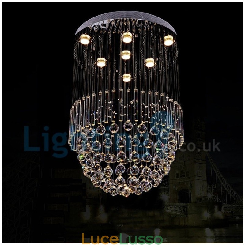 Lampadario moderno contemporaneo a sospensione a filo con luce a goccia di cristallo