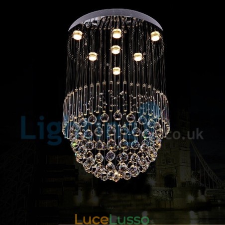 Lampadario moderno contemporaneo a sospensione a filo con luce a goccia di cristallo Lampadario moderno contemporaneo a sospensione a filo con luce a goccia di cristallo