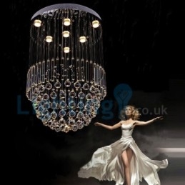 Lampadario moderno contemporaneo a sospensione a filo con luce a goccia di cristallo