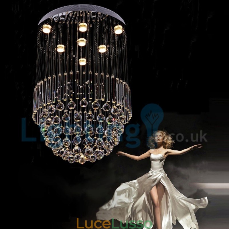 Lampadario moderno contemporaneo a sospensione a filo con luce a goccia di cristallo