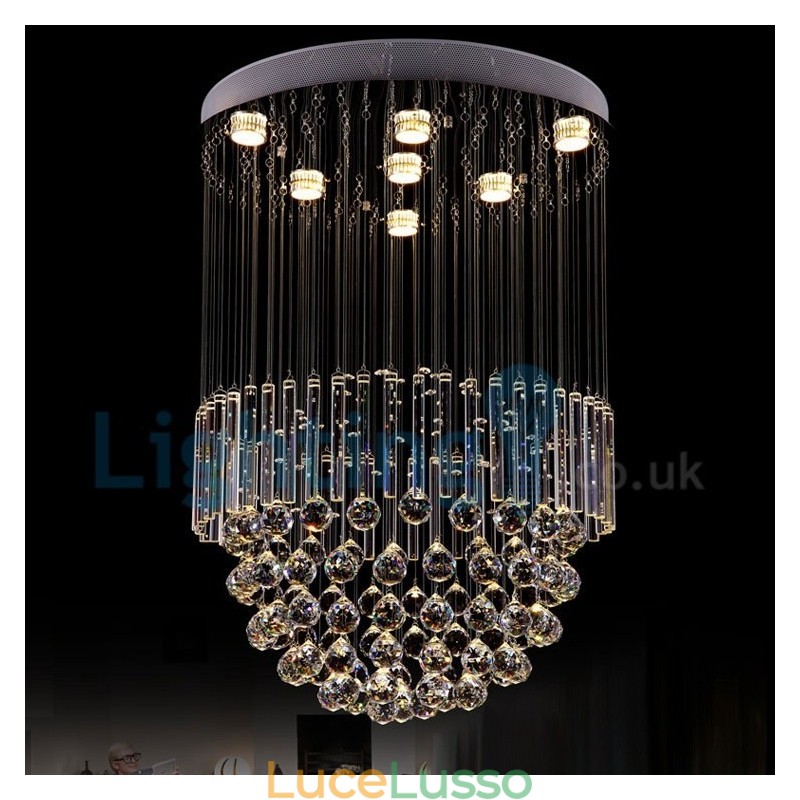 Lampadario moderno contemporaneo a sospensione a filo con luce a goccia di cristallo