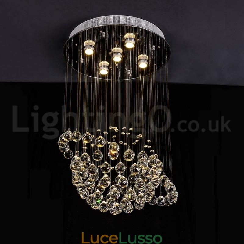 Lampadario moderno contemporaneo a sospensione a filo con luce a goccia di cristallo
