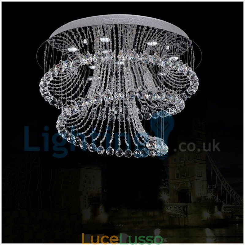 Lampadario moderno contemporaneo a sospensione a filo con luce a goccia di cristallo