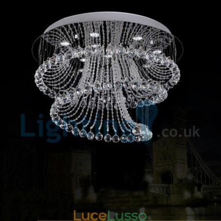 Lampadario moderno contemporaneo a sospensione a filo con luce a goccia di cristallo Lampadario moderno contemporaneo a sospensione a filo con luce a goccia di cristallo