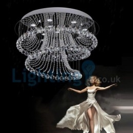 Lampadario moderno contemporaneo a sospensione a filo con luce a goccia di cristallo
