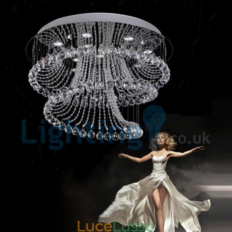 Lampadario moderno contemporaneo a sospensione a filo con luce a goccia di cristallo