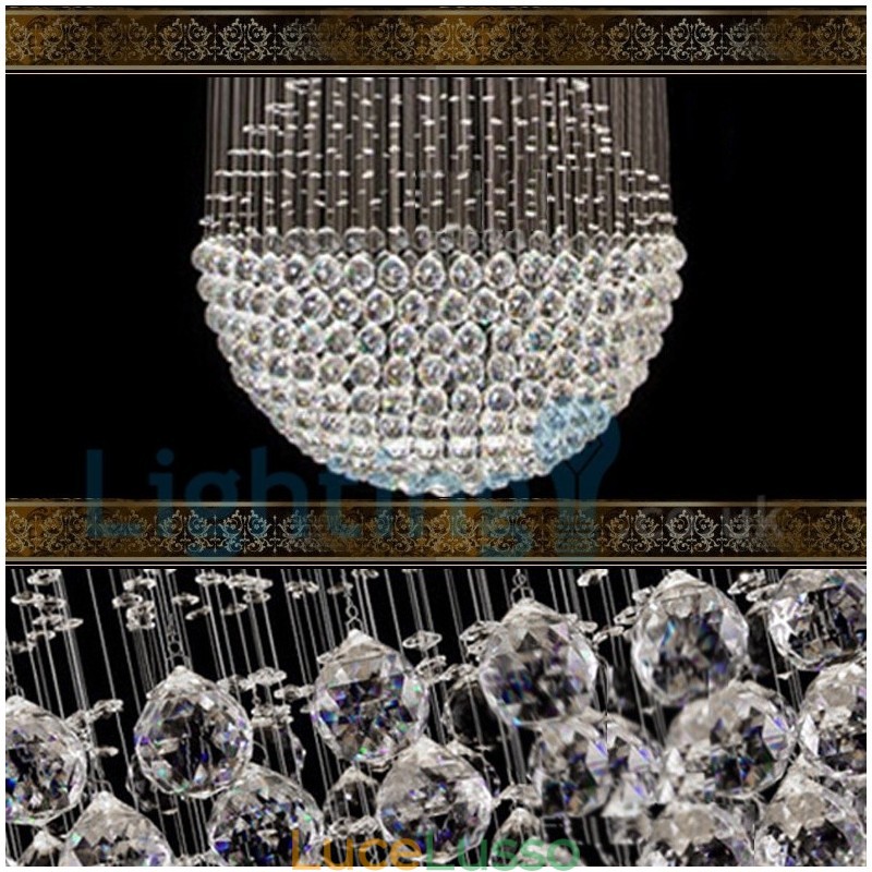 Lampadario moderno contemporaneo a sospensione a filo con luce a goccia di cristallo