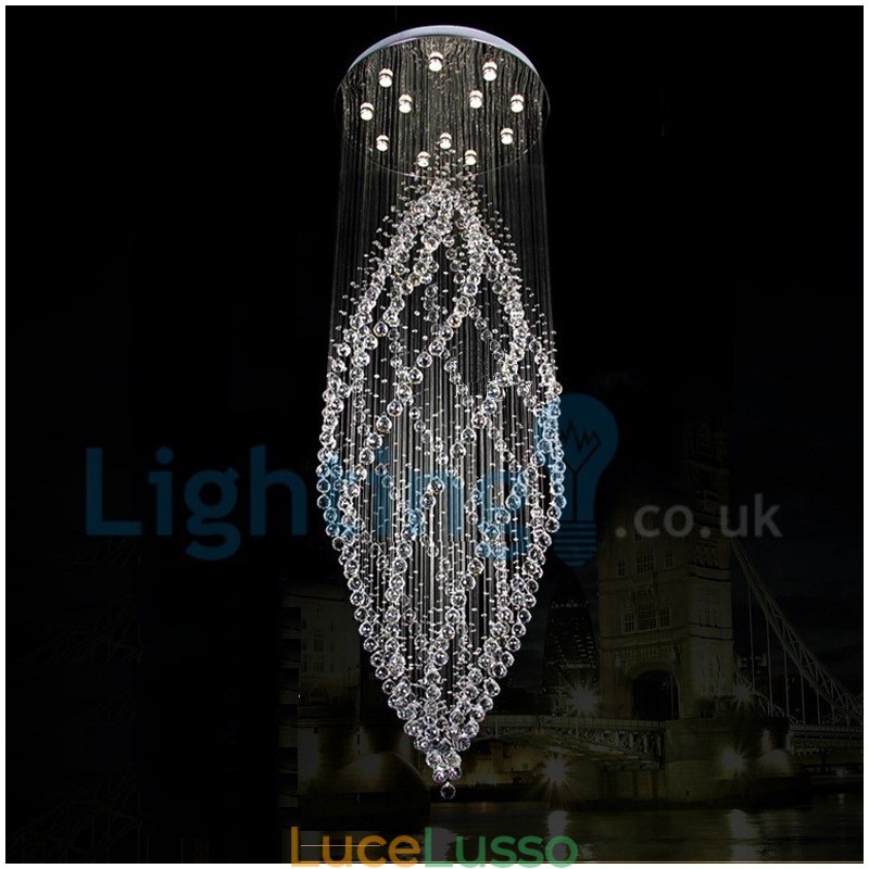 Lampadario moderno contemporaneo a sospensione a filo con luce a goccia di cristallo