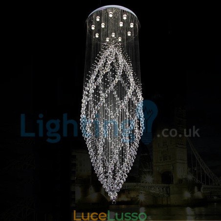 Lampadario moderno contemporaneo a sospensione a filo con luce a goccia di cristallo Lampadario moderno contemporaneo a sospensione a filo con luce a goccia di cristallo