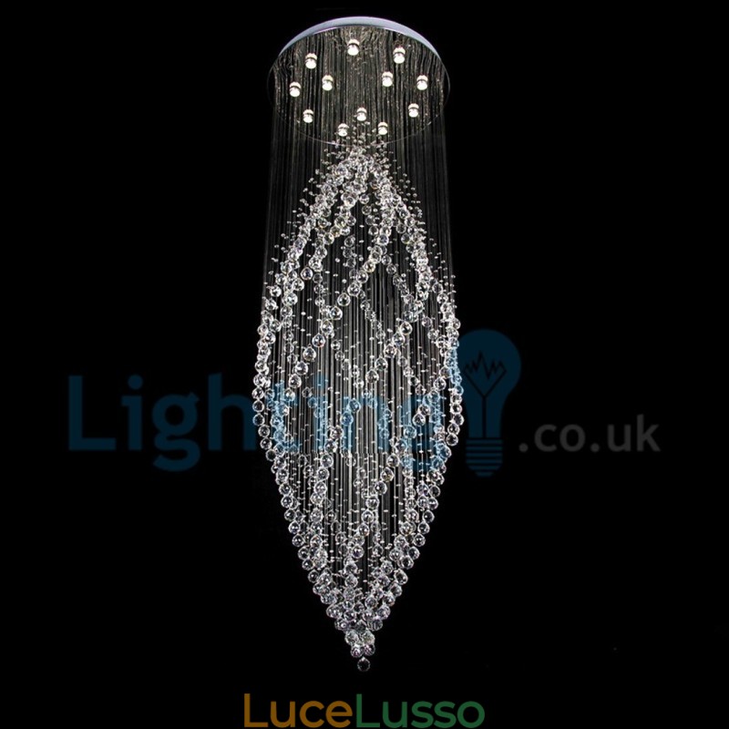 Lampadario moderno contemporaneo a sospensione a filo con luce a goccia di cristallo