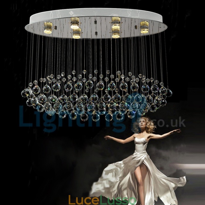 Lampadario moderno contemporaneo a sospensione a filo con luce a goccia di cristallo