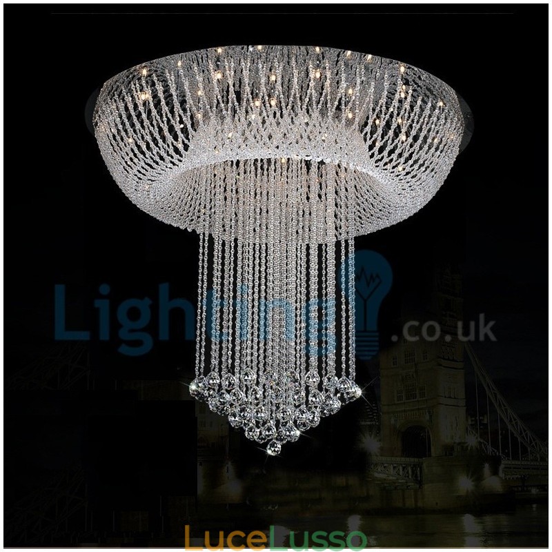 Lampadario moderno contemporaneo a sospensione a filo con luce a goccia di cristallo