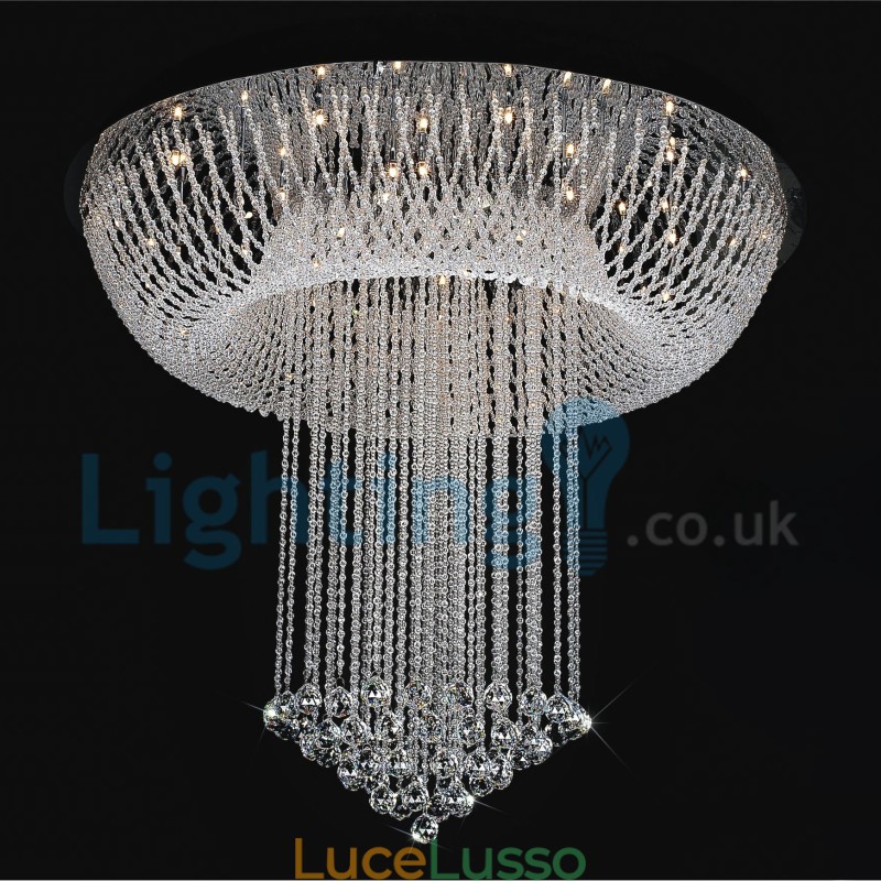Lampadario moderno contemporaneo a sospensione a filo con luce a goccia di cristallo