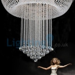 Lampadario moderno contemporaneo a sospensione a filo con luce a goccia di cristallo