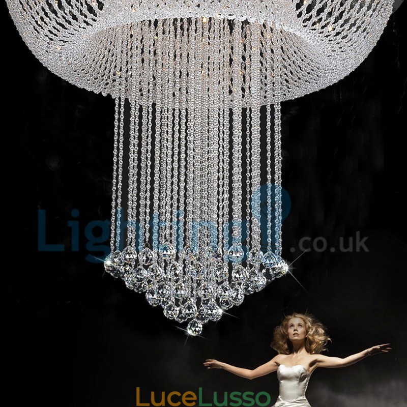 Lampadario moderno contemporaneo a sospensione a filo con luce a goccia di cristallo