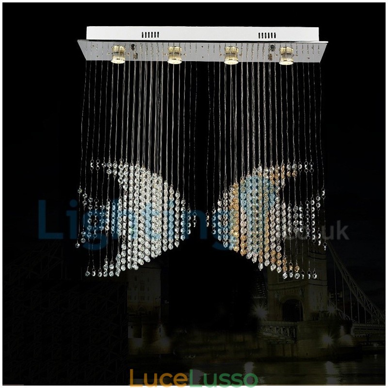 Lampadario moderno contemporaneo a sospensione a filo con luce a goccia di cristallo