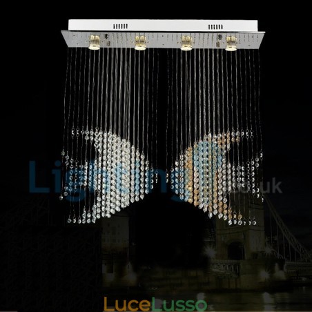 Lampadario moderno contemporaneo a sospensione a filo con luce a goccia di cristallo Lampadario moderno contemporaneo a sospensione a filo con luce a goccia di cristallo