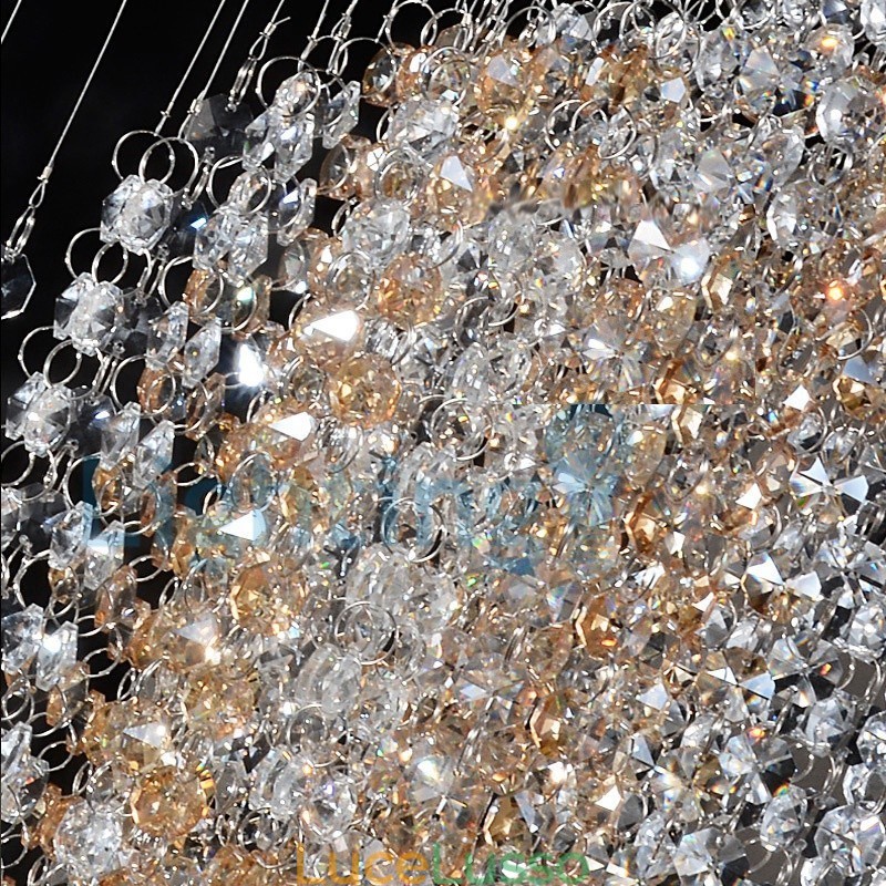 Lampadario moderno contemporaneo a sospensione a filo con luce a goccia di cristallo