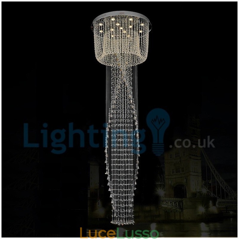 Lampadario moderno contemporaneo a sospensione a filo con luce a goccia di cristallo