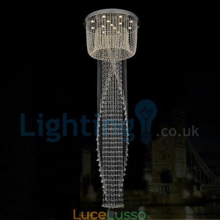 Lampadario moderno contemporaneo a sospensione a filo con luce a goccia di cristallo Lampadario moderno contemporaneo a sospensione a filo con luce a goccia di cristallo