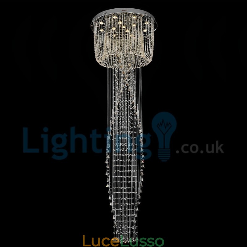 Lampadario moderno contemporaneo a sospensione a filo con luce a goccia di cristallo