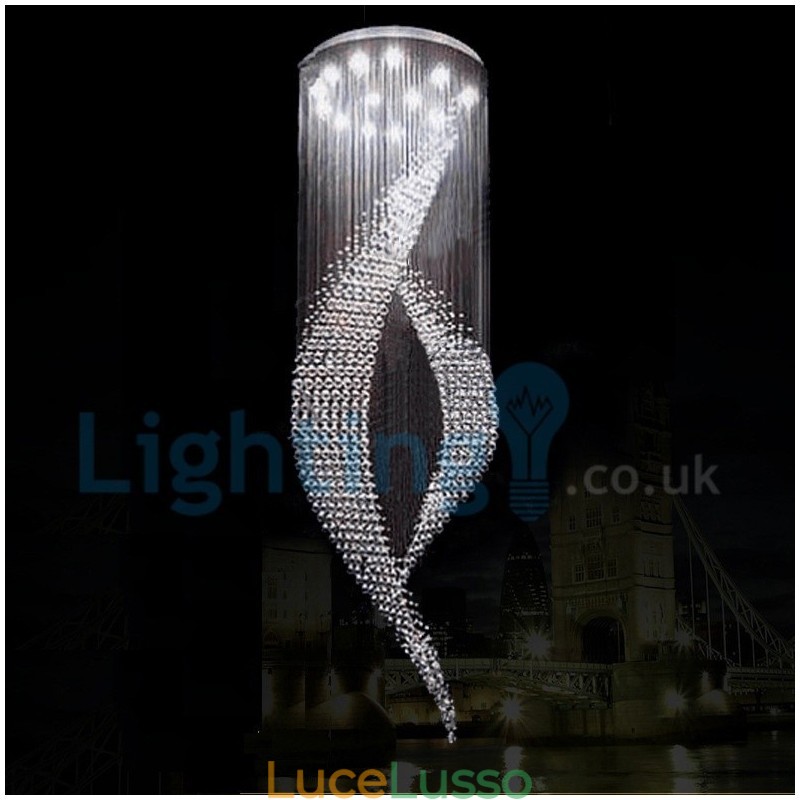 Lampadario moderno contemporaneo a sospensione a filo con luce a goccia di cristallo