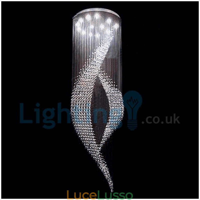 Lampadario moderno contemporaneo a sospensione a filo con luce a goccia di cristallo