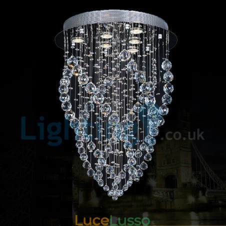 Lampadario moderno contemporaneo a sospensione a filo con luce a goccia di cristallo Lampadario moderno contemporaneo a sospensione a filo con luce a goccia di cristallo