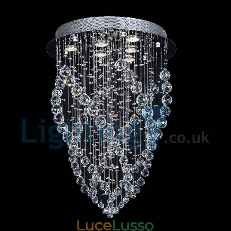 Lampadario moderno contemporaneo a sospensione a filo con luce a goccia di cristallo