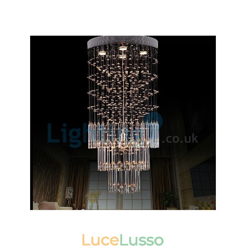 Lampadario moderno contemporaneo a sospensione a filo con luce a goccia di cristallo