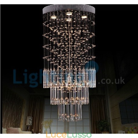 Lampadario moderno contemporaneo a sospensione a filo con luce a goccia di cristallo Lampadario moderno contemporaneo a sospensione a filo con luce a goccia di cristallo