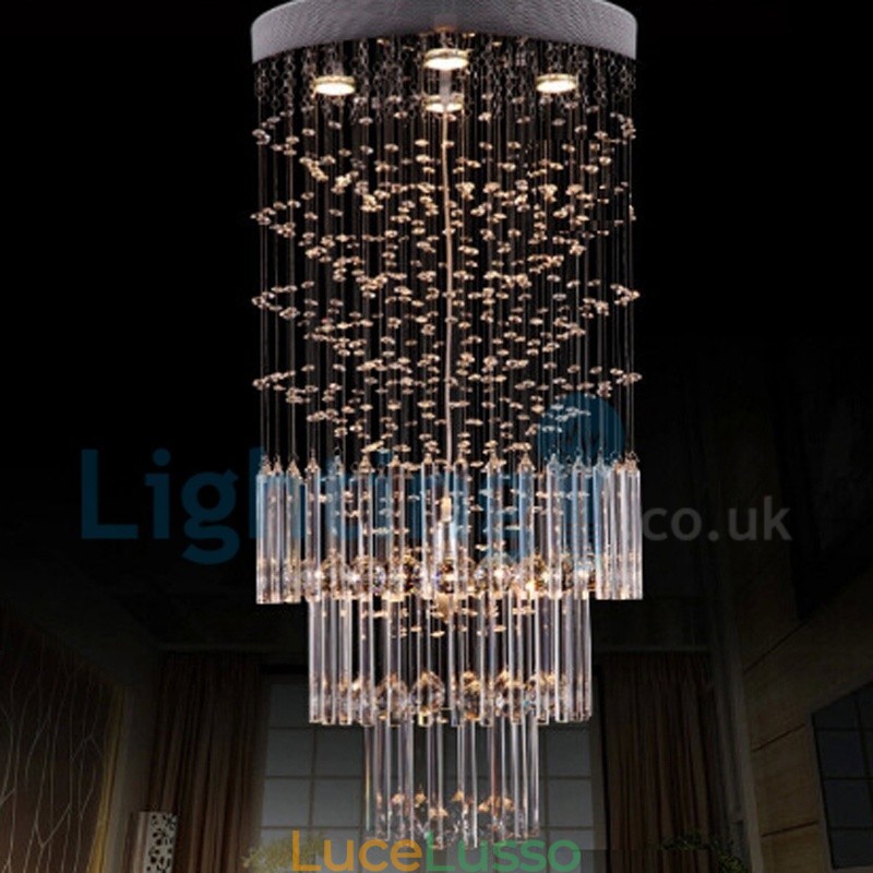 Lampadario moderno contemporaneo a sospensione a filo con luce a goccia di cristallo
