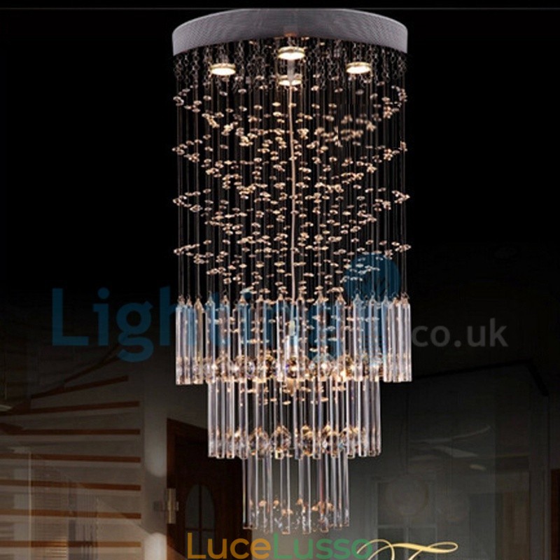 Lampadario moderno contemporaneo a sospensione a filo con luce a goccia di cristallo