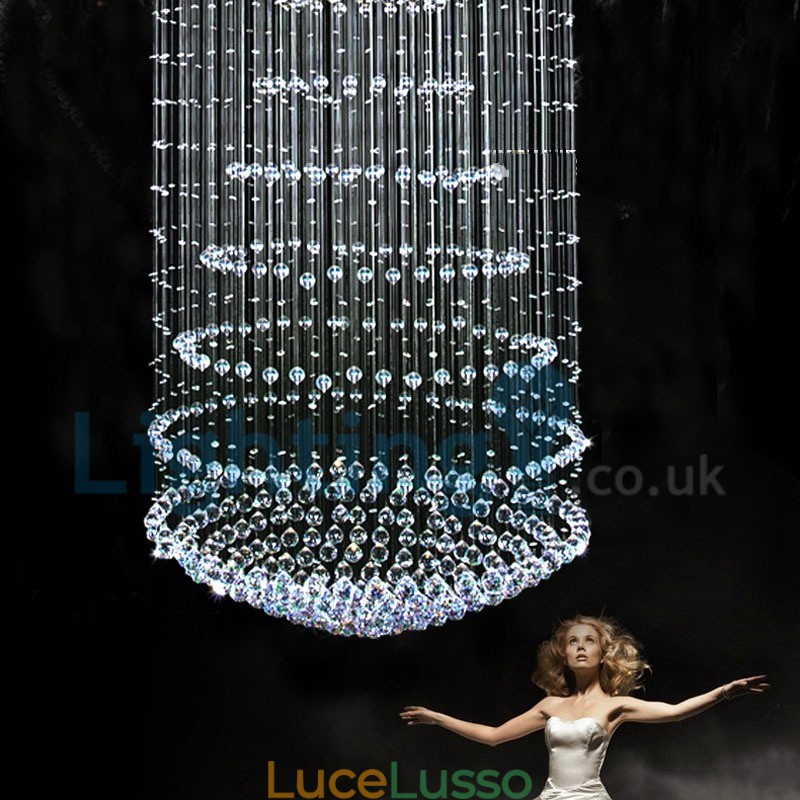 Lampadario moderno contemporaneo a sospensione a filo con luce a goccia di cristallo