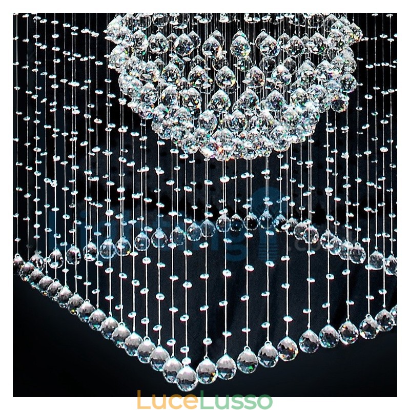 Lampadario moderno contemporaneo a sospensione a filo con luce a goccia di cristallo