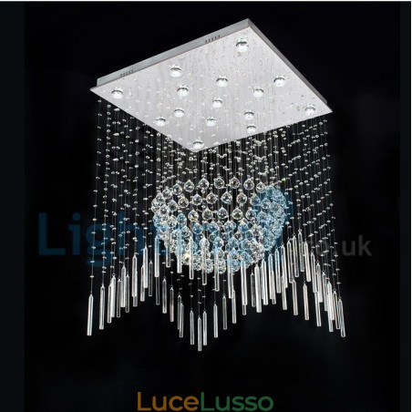Lampadario moderno contemporaneo a sospensione a filo con luce a goccia di cristallo