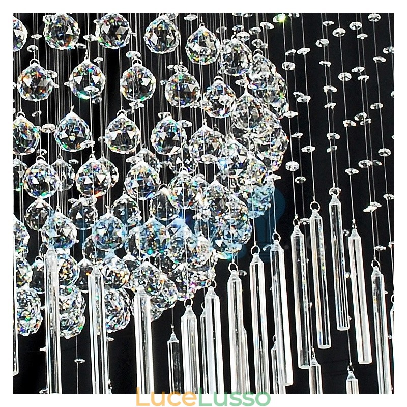 Lampadario moderno contemporaneo a sospensione a filo con luce a goccia di cristallo