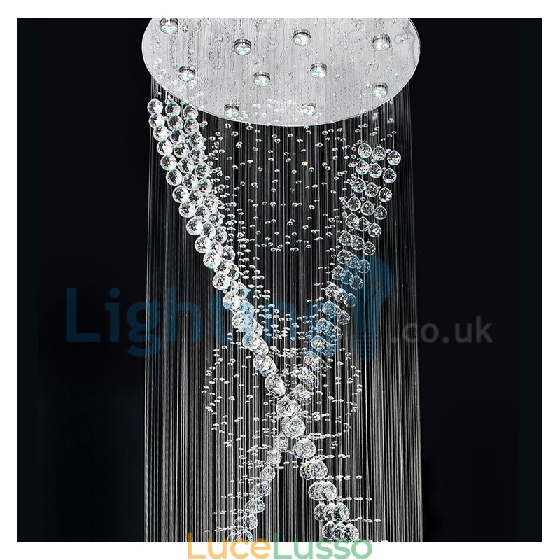 Lampadario moderno contemporaneo a sospensione a filo con luce a goccia di cristallo